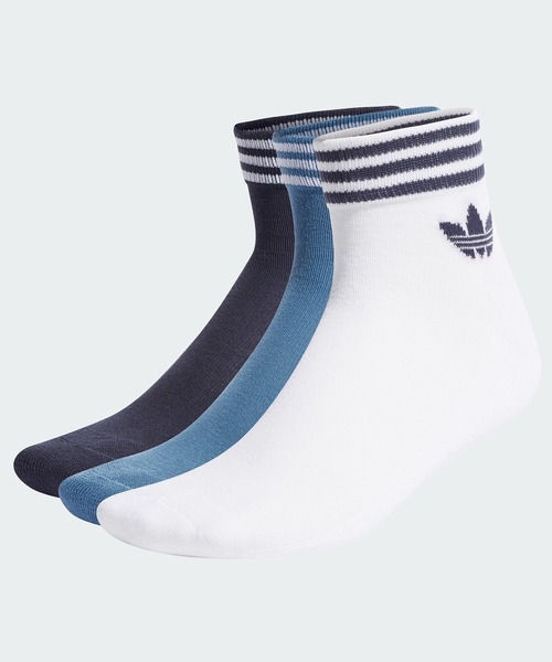 adidas（アディダス）の「トレフォイル アンクルソックス 3足組み [TREFOIL ANKLE SOCKS 3 PAIRS]  / アディダスオリジナルス adidas Originals（ソックス/靴下・メンズ・ホワイト/ブラック/ホワイト×ネイビー/ホワイト×レッド/ホワイト×グレー/ホワイト×ブラック/オフホワイト/マルチ/ホワイト系その他/オリーブ/グリーン/ホワイト×グリーン/ホワイト系その他2/ブラック系その他・19-21cm/22.0～24.0cm/24.0～26.0cm/27.0～29.0cm/17-19cm）」の14枚目の写真