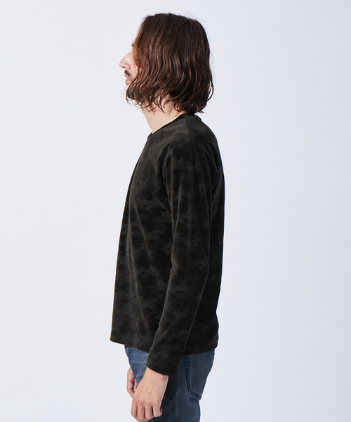5351 POUR LES HOMMES(ゴーサンゴーイチプールオム)の「パッチワークベロアVネックカットソー(Tシャツ/カットソー・メンズ・ネイビー/ブラック/カーキ・50/44/46/48)」の13枚目の写真