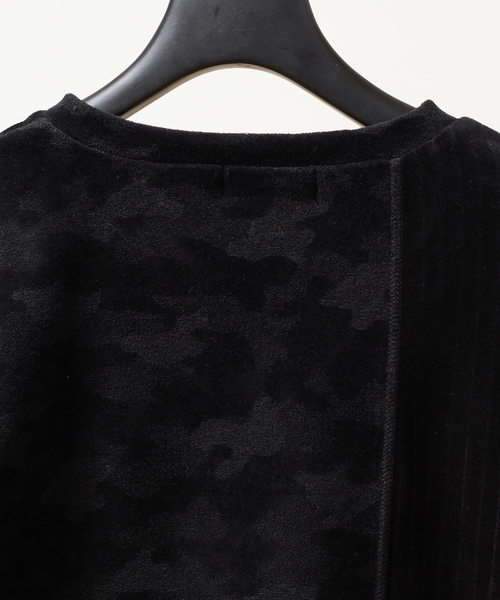 5351 POUR LES HOMMES(ゴーサンゴーイチプールオム)の「パッチワークベロアVネックカットソー(Tシャツ/カットソー・メンズ・ネイビー/ブラック/カーキ・50/44/46/48)」の4枚目の写真