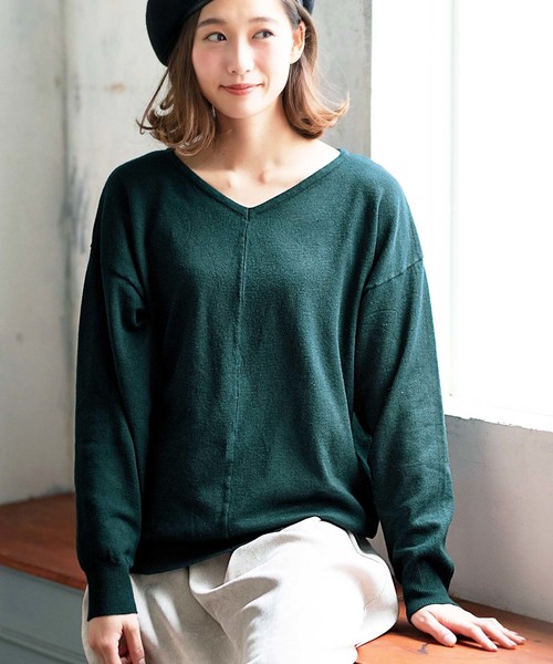 GeeRA(ジーラ)の「ゆるシルエットニット(ニット/セーター・レディース・ブラック/ダークグリーン/ベージュ・LARGE/X-LARGE/MEDIUM)」の1枚目の写真