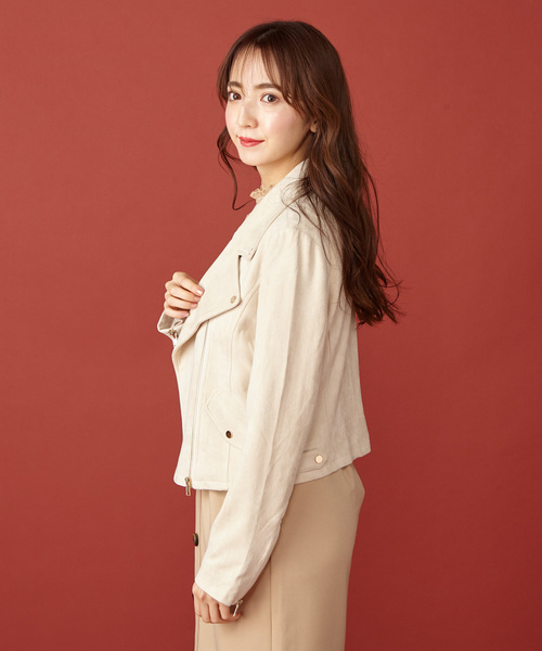 MIIA（ミーア）の「スウェードライダースジャケット（ライダースジャケット・レディース・ベージュ/ピンク/ブラック系その他・MEDIUM/LARGE）」の9枚目の写真