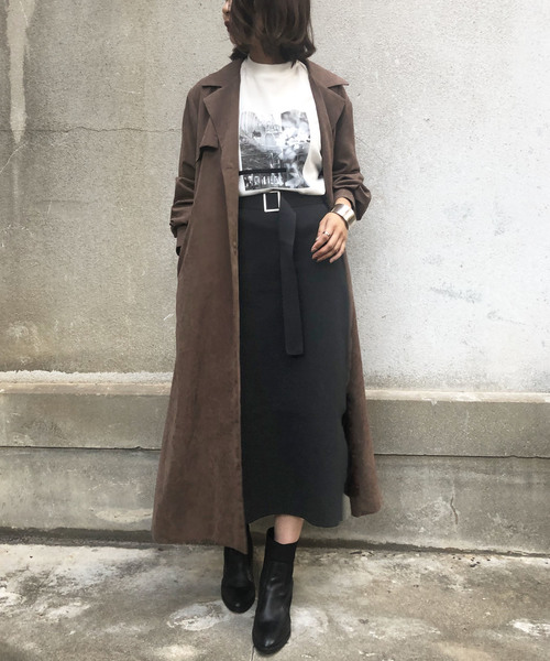 &g'aime（アンジェム）の「【＆g'aime】サイドスリットタイトニットスカート（スカート・レディース・ブラック/ブラウン/グレイッシュベージュ・FREE）」の9枚目の写真