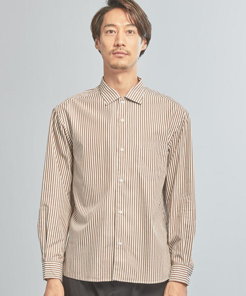 WORK TRIP OUTFITS GREEN LABEL RELAXING(ワークトリップアウトフィッツグリーンレーベル リラクシング)の「【WORK TRIP OUTFITS】OC ブラウン ストライプ オープンカラー シャツ(シャツ/ブラウス・メンズ・ブラウン・X-LARGE/SMALL/MEDIUM/LARGE)」の11枚目の写真