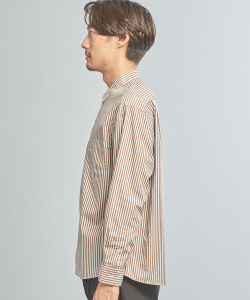 WORK TRIP OUTFITS GREEN LABEL RELAXING(ワークトリップアウトフィッツグリーンレーベル リラクシング)の「【WORK TRIP OUTFITS】OC ブラウン ストライプ オープンカラー シャツ(シャツ/ブラウス・メンズ・ブラウン・X-LARGE/SMALL/MEDIUM/LARGE)」の9枚目の写真