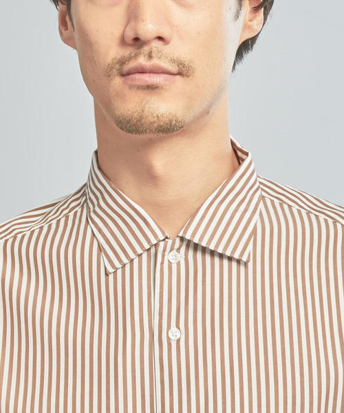 WORK TRIP OUTFITS GREEN LABEL RELAXING(ワークトリップアウトフィッツグリーンレーベル リラクシング)の「【WORK TRIP OUTFITS】OC ブラウン ストライプ オープンカラー シャツ(シャツ/ブラウス・メンズ・ブラウン・X-LARGE/SMALL/MEDIUM/LARGE)」の8枚目の写真