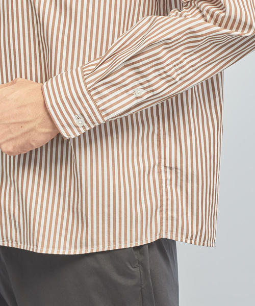 WORK TRIP OUTFITS GREEN LABEL RELAXING(ワークトリップアウトフィッツグリーンレーベル リラクシング)の「【WORK TRIP OUTFITS】OC ブラウン ストライプ オープンカラー シャツ(シャツ/ブラウス・メンズ・ブラウン・X-LARGE/SMALL/MEDIUM/LARGE)」の7枚目の写真