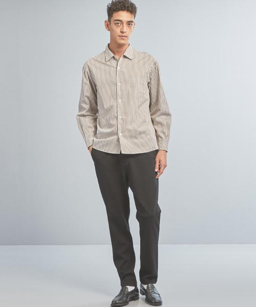 WORK TRIP OUTFITS GREEN LABEL RELAXING(ワークトリップアウトフィッツグリーンレーベル リラクシング)の「【WORK TRIP OUTFITS】OC ブラウン ストライプ オープンカラー シャツ(シャツ/ブラウス・メンズ・ブラウン・X-LARGE/SMALL/MEDIUM/LARGE)」の4枚目の写真
