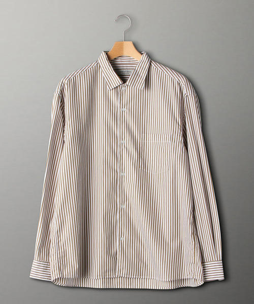 WORK TRIP OUTFITS GREEN LABEL RELAXING(ワークトリップアウトフィッツグリーンレーベル リラクシング)の「【WORK TRIP OUTFITS】OC ブラウン ストライプ オープンカラー シャツ(シャツ/ブラウス・メンズ・ブラウン・X-LARGE/SMALL/MEDIUM/LARGE)」の3枚目の写真
