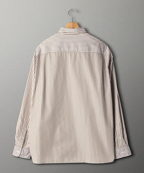 WORK TRIP OUTFITS GREEN LABEL RELAXING(ワークトリップアウトフィッツグリーンレーベル リラクシング)の「【WORK TRIP OUTFITS】OC ブラウン ストライプ オープンカラー シャツ(シャツ/ブラウス・メンズ・ブラウン・X-LARGE/SMALL/MEDIUM/LARGE)」の2枚目の写真