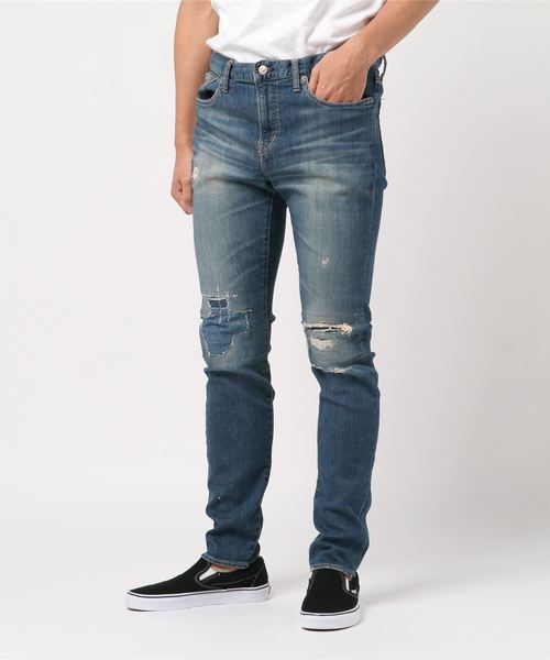 HYSTERIC GLAMOUR(ヒステリックグラマー)の「KPR加工ISKOリメイクスリムデニムパンツ(デニムパンツ)」|インディゴブルー