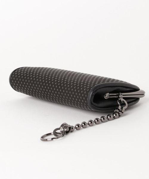 JAM HOME MADE（ジャムホームメイド）の「印伝/印傳屋 鹿革 レザー 親子 がま口 ミディアム ウォレット ドット柄 ブランド コラボ 二つ折り財布（財布・メンズ・ブラック・ONE SIZE）」の2枚目の写真