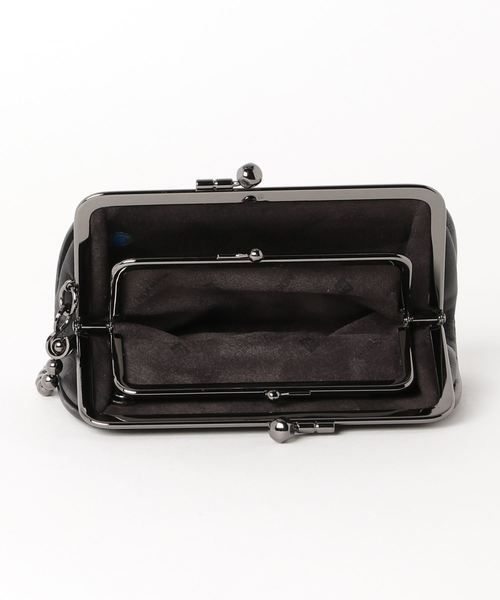 JAM HOME MADE（ジャムホームメイド）の「印伝/印傳屋 鹿革 レザー 親子 がま口 ミディアム ウォレット ドット柄 ブランド コラボ 二つ折り財布（財布・メンズ・ブラック・ONE SIZE）」の3枚目の写真