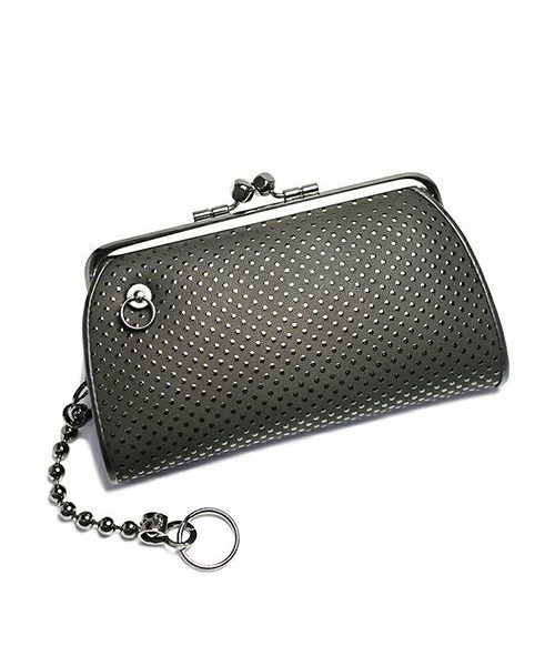 JAM HOME MADE（ジャムホームメイド）の「印伝/印傳屋 鹿革 レザー 親子 がま口 ミディアム ウォレット ドット柄 ブランド コラボ 二つ折り財布（財布・メンズ・ブラック・ONE SIZE）」の7枚目の写真