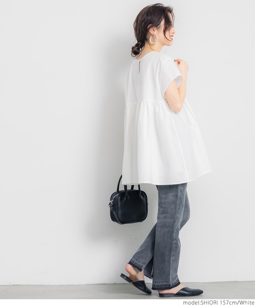 coca（coca）（コカ）の「フレンチスリーブギャザートップス（シャツ/ブラウス・レディース・ホワイト・ONE SIZE）」の5枚目の写真