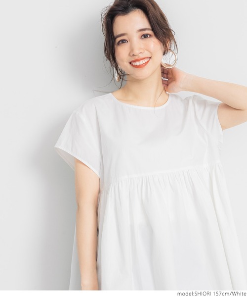 coca（coca）（コカ）の「フレンチスリーブギャザートップス（シャツ/ブラウス・レディース・ホワイト・ONE SIZE）」の4枚目の写真