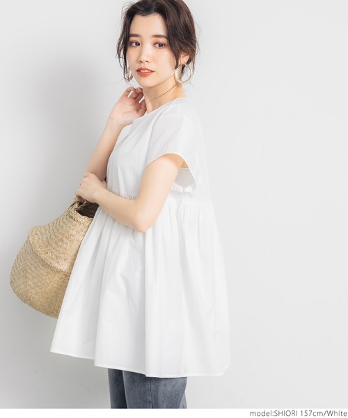 coca（coca）（コカ）の「フレンチスリーブギャザートップス（シャツ/ブラウス・レディース・ホワイト・ONE SIZE）」の3枚目の写真