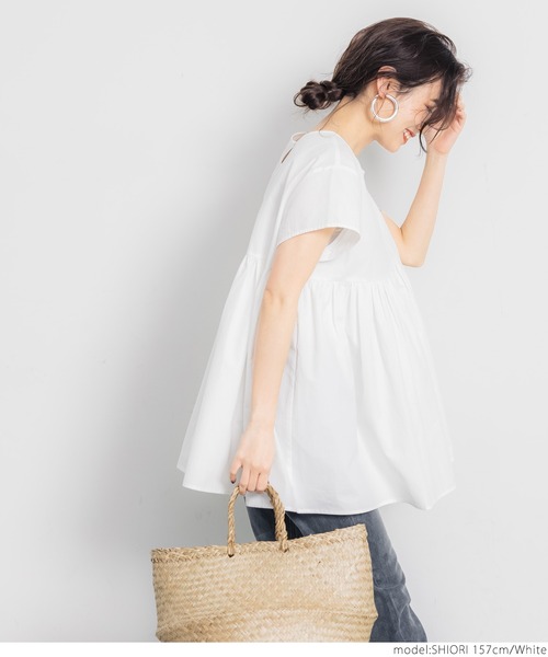 coca（coca）（コカ）の「フレンチスリーブギャザートップス（シャツ/ブラウス・レディース・ホワイト・ONE SIZE）」の10枚目の写真