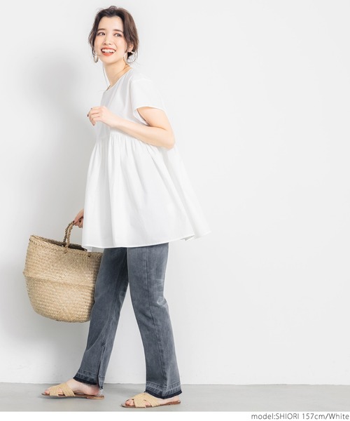 coca（coca）（コカ）の「フレンチスリーブギャザートップス（シャツ/ブラウス・レディース・ホワイト・ONE SIZE）」の8枚目の写真