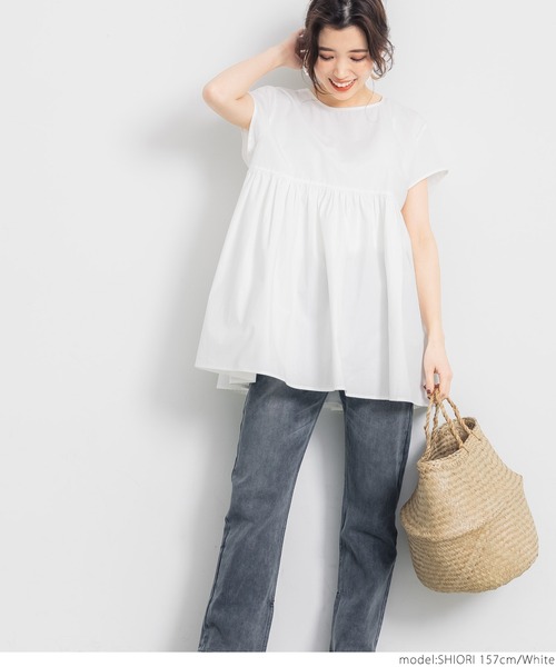 coca（coca）（コカ）の「フレンチスリーブギャザートップス（シャツ/ブラウス・レディース・ホワイト・ONE SIZE）」の7枚目の写真