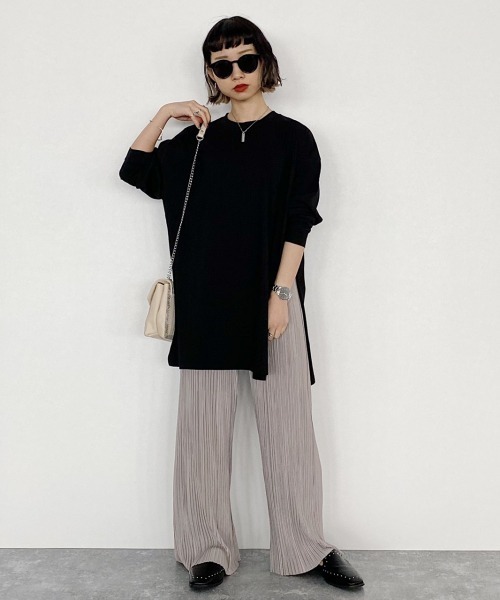 PAGEBOY(ページボーイ)の「マイクロプリーツカットパンツ(その他パンツ・レディース・グレイッシュベージュ/ブラック/カーキ/ブラウン/ライトグレー/ブルー系その他・FREE)」の12枚目の写真