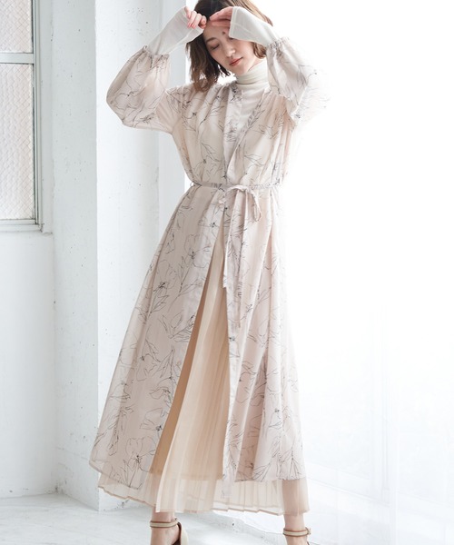 ROPE' PICNIC(ロペピクニック)の「【WEB限定】線描きフラワーシャツワンピース(シャツワンピース)」|ブラウン系その他2