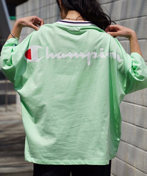 Champion（チャンピオン）の「【CHAMPION/チャンピオン】ＢＩＧＴシャツ　ＣＷ－ＲＳ３０３　ビッグシルエット　速乾性　軽量性　リブライン　ワンポイント刺繍　バックプリント　ビッグロゴ（Tシャツ/カットソー・レディース・ホワイト/ラベンダー/グレー/ネイビー/ミント・LARGE/MEDIUM）」の17枚目の写真