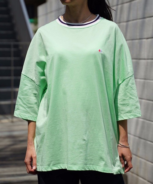 Champion（チャンピオン）の「【CHAMPION/チャンピオン】ＢＩＧＴシャツ　ＣＷ－ＲＳ３０３　ビッグシルエット　速乾性　軽量性　リブライン　ワンポイント刺繍　バックプリント　ビッグロゴ（Tシャツ/カットソー・レディース・ホワイト/ラベンダー/グレー/ネイビー/ミント・LARGE/MEDIUM）」の14枚目の写真