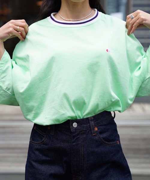 Champion（チャンピオン）の「【CHAMPION/チャンピオン】ＢＩＧＴシャツ　ＣＷ－ＲＳ３０３　ビッグシルエット　速乾性　軽量性　リブライン　ワンポイント刺繍　バックプリント　ビッグロゴ（Tシャツ/カットソー・レディース・ホワイト/ラベンダー/グレー/ネイビー/ミント・LARGE/MEDIUM）」の13枚目の写真