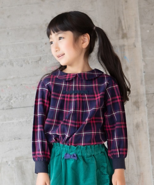 RAGMART(ラグマート)の「2ウェイチェックブラウス(シャツ/ブラウス・キッズ・グリーン/イエロー/ピンク・80cm/90cm)」の3枚目の写真