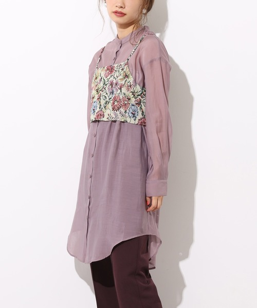 one after another NICE CLAUP（ワンアフターアナザーナイスクラップ）の「ゴブランビスチェセットシアーシャツ（シャツ/ブラウス・レディース・ベージュ/パープル/オフホワイト/モカ・FREE）」の4枚目の写真