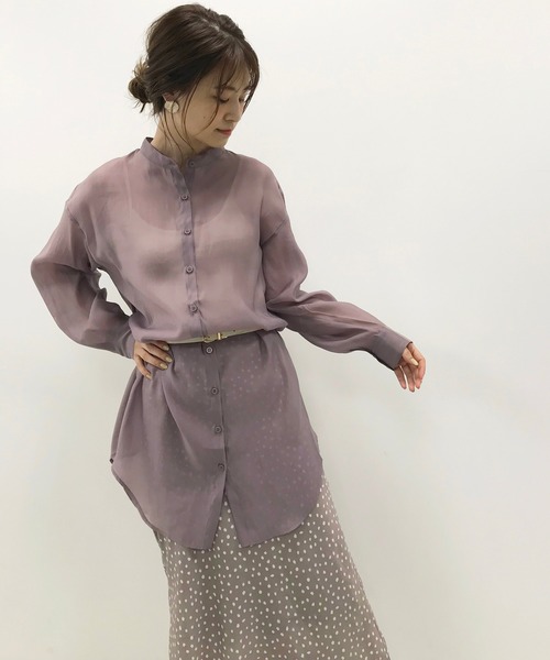 one after another NICE CLAUP（ワンアフターアナザーナイスクラップ）の「ゴブランビスチェセットシアーシャツ（シャツ/ブラウス・レディース・ベージュ/パープル/オフホワイト/モカ・FREE）」の13枚目の写真