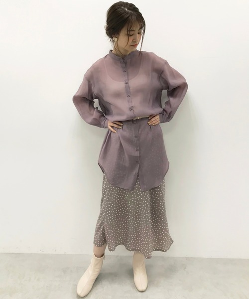 one after another NICE CLAUP（ワンアフターアナザーナイスクラップ）の「ゴブランビスチェセットシアーシャツ（シャツ/ブラウス・レディース・ベージュ/パープル/オフホワイト/モカ・FREE）」の11枚目の写真