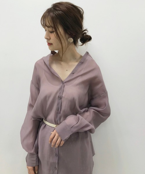 one after another NICE CLAUP（ワンアフターアナザーナイスクラップ）の「ゴブランビスチェセットシアーシャツ（シャツ/ブラウス・レディース・ベージュ/パープル/オフホワイト/モカ・FREE）」の12枚目の写真