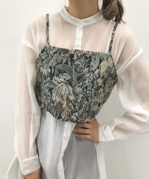 one after another NICE CLAUP（ワンアフターアナザーナイスクラップ）の「ゴブランビスチェセットシアーシャツ（シャツ/ブラウス・レディース・ベージュ/パープル/オフホワイト/モカ・FREE）」の16枚目の写真