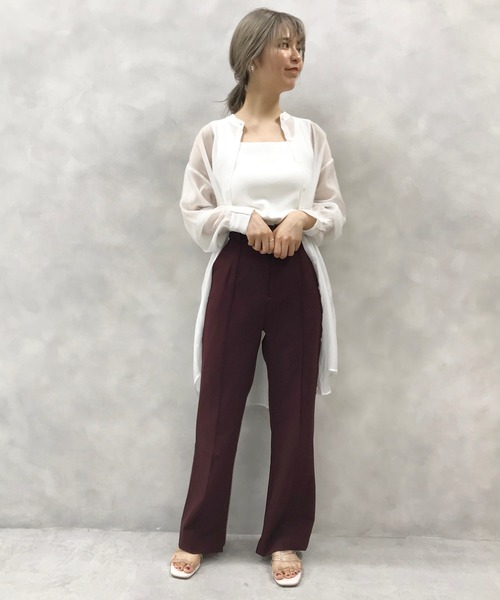 one after another NICE CLAUP（ワンアフターアナザーナイスクラップ）の「ゴブランビスチェセットシアーシャツ（シャツ/ブラウス・レディース・ベージュ/パープル/オフホワイト/モカ・FREE）」の19枚目の写真