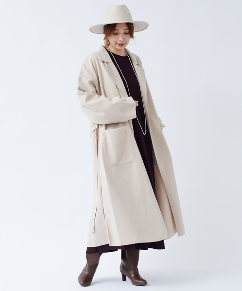 DouDou（ドゥドゥ）の「【WEB限定】サイドスリットBIGロングコーディガン（チェスターコート・レディース・ブラック/アイボリー/ブルー・FREE）」の19枚目の写真