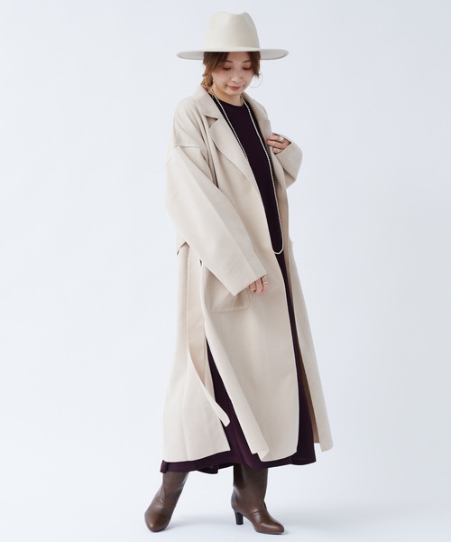 DouDou（ドゥドゥ）の「【WEB限定】サイドスリットBIGロングコーディガン（チェスターコート・レディース・ブラック/アイボリー/ブルー・FREE）」の22枚目の写真