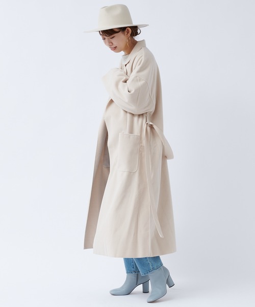 DouDou（ドゥドゥ）の「【WEB限定】サイドスリットBIGロングコーディガン（チェスターコート・レディース・ブラック/アイボリー/ブルー・FREE）」の11枚目の写真