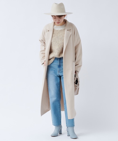 DouDou（ドゥドゥ）の「【WEB限定】サイドスリットBIGロングコーディガン（チェスターコート・レディース・ブラック/アイボリー/ブルー・FREE）」の12枚目の写真