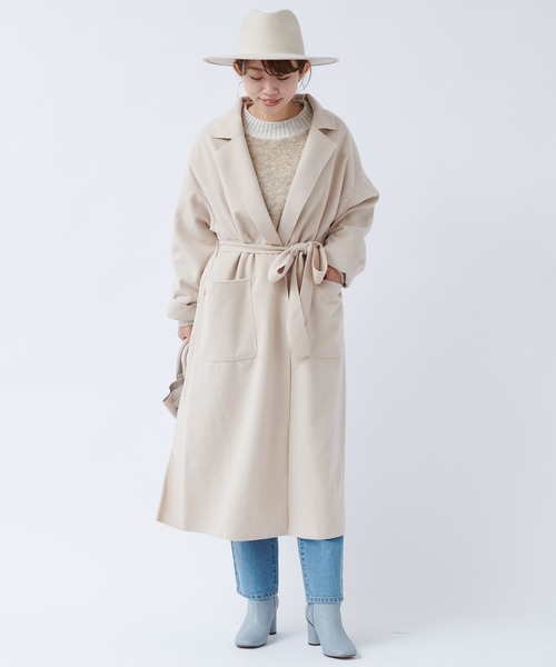 DouDou（ドゥドゥ）の「【WEB限定】サイドスリットBIGロングコーディガン（チェスターコート・レディース・ブラック/アイボリー/ブルー・FREE）」の15枚目の写真