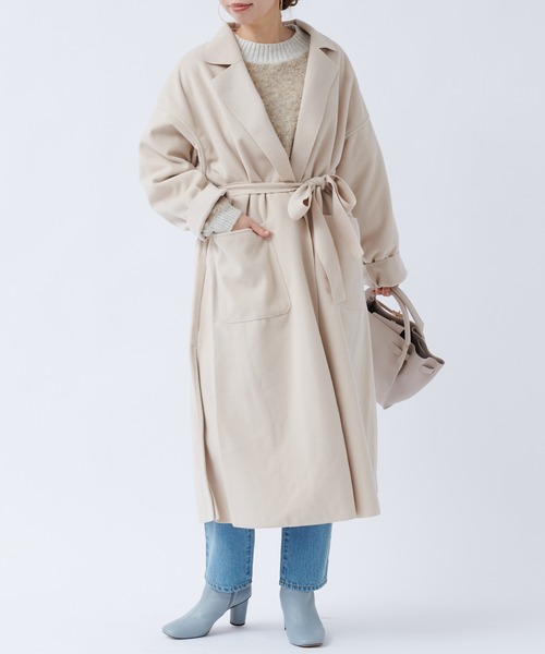 DouDou（ドゥドゥ）の「【WEB限定】サイドスリットBIGロングコーディガン（チェスターコート・レディース・ブラック/アイボリー/ブルー・FREE）」の17枚目の写真