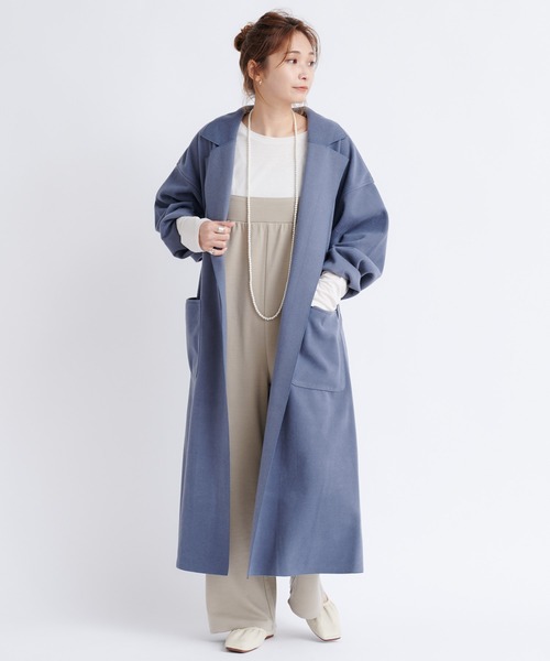 DouDou（ドゥドゥ）の「【WEB限定】サイドスリットBIGロングコーディガン（チェスターコート・レディース・ブラック/アイボリー/ブルー・FREE）」の8枚目の写真