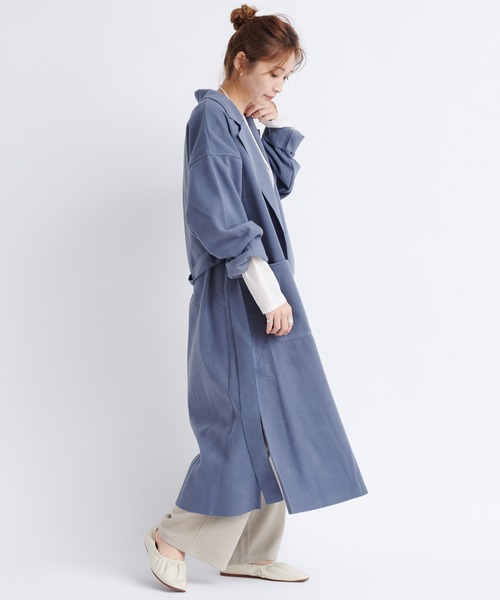 DouDou（ドゥドゥ）の「【WEB限定】サイドスリットBIGロングコーディガン（チェスターコート・レディース・ブラック/アイボリー/ブルー・FREE）」の9枚目の写真