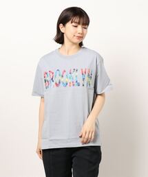 /Bl/ボタニカルプリントロゴTシャツ 半袖