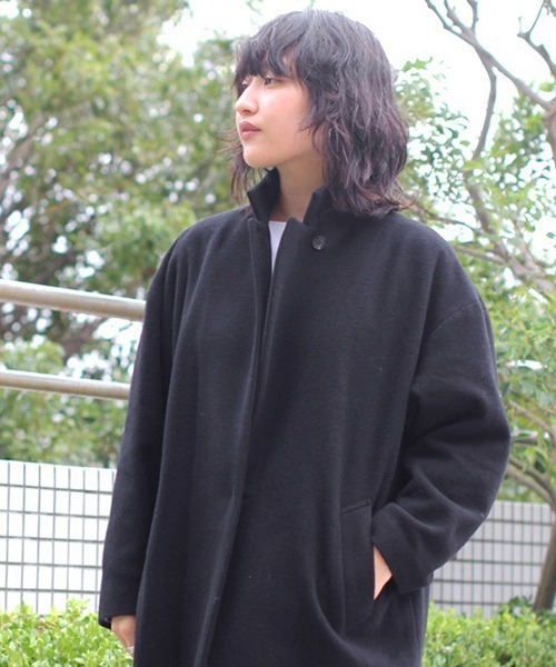 mizuiroind(ミズイロインド)の「【 mizuiro ind / ミズイロインド 】stand collar long coat(その他アウター・レディース・ブラック/ブルーグレー/チャコールグレー・FREE)」の8枚目の写真