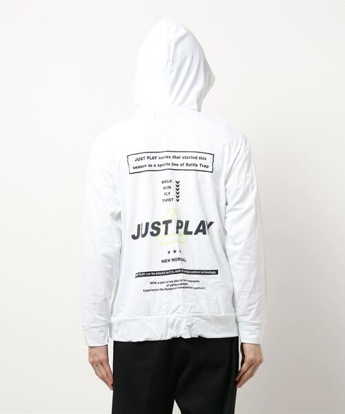 RATTLE TRAP（ラトルトラップ）の「【JUST PLAY】ラッシュガード ストレッチベア天竺パーカ（パーカー・メンズ・ブラック/ホワイト・LL/M/S/L）」の14枚目の写真