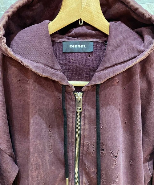 DIESEL（ディーゼル）の「ダメージ加工 ジップアップパーカー S