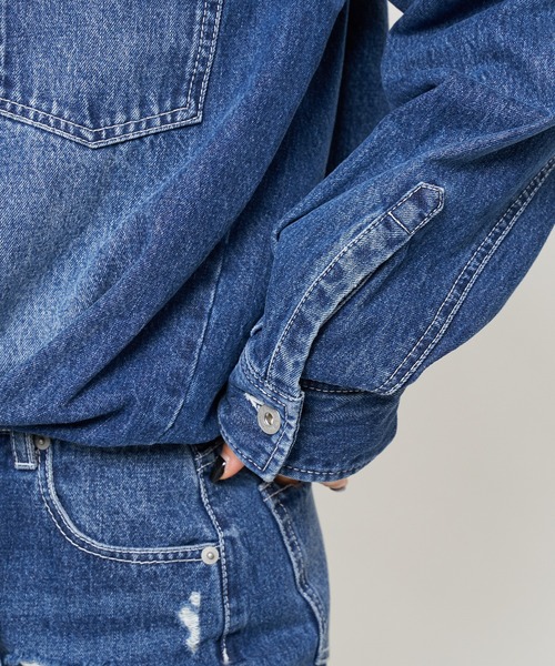 SPIRALGIRL（スパイラルガール）の「ルーズデニムジャケット（デニムジャケット・レディース・インディゴブルー/ブルー・FREE）」の14枚目の写真