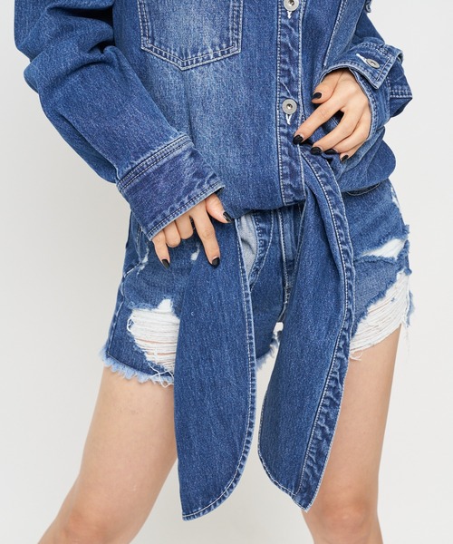 SPIRALGIRL（スパイラルガール）の「ルーズデニムジャケット（デニムジャケット・レディース・インディゴブルー/ブルー・FREE）」の12枚目の写真