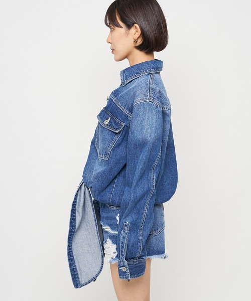 SPIRALGIRL（スパイラルガール）の「ルーズデニムジャケット（デニムジャケット・レディース・インディゴブルー/ブルー・FREE）」の6枚目の写真